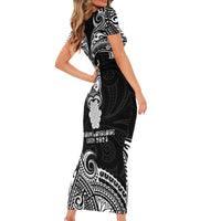 New Zealand Te Reo Maori Family Matching Short Sleeve Bodycon Dress and Hawaiian Shirt Kia Kaha Maori Language Week Black Style LT9 - Polynesian Pride