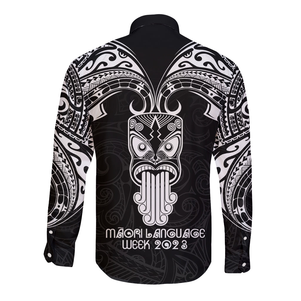 New Zealand Te Reo Maori Long Sleeve Button Shirt Kia Kaha Maori Language Week Black Style LT9 - Polynesian Pride