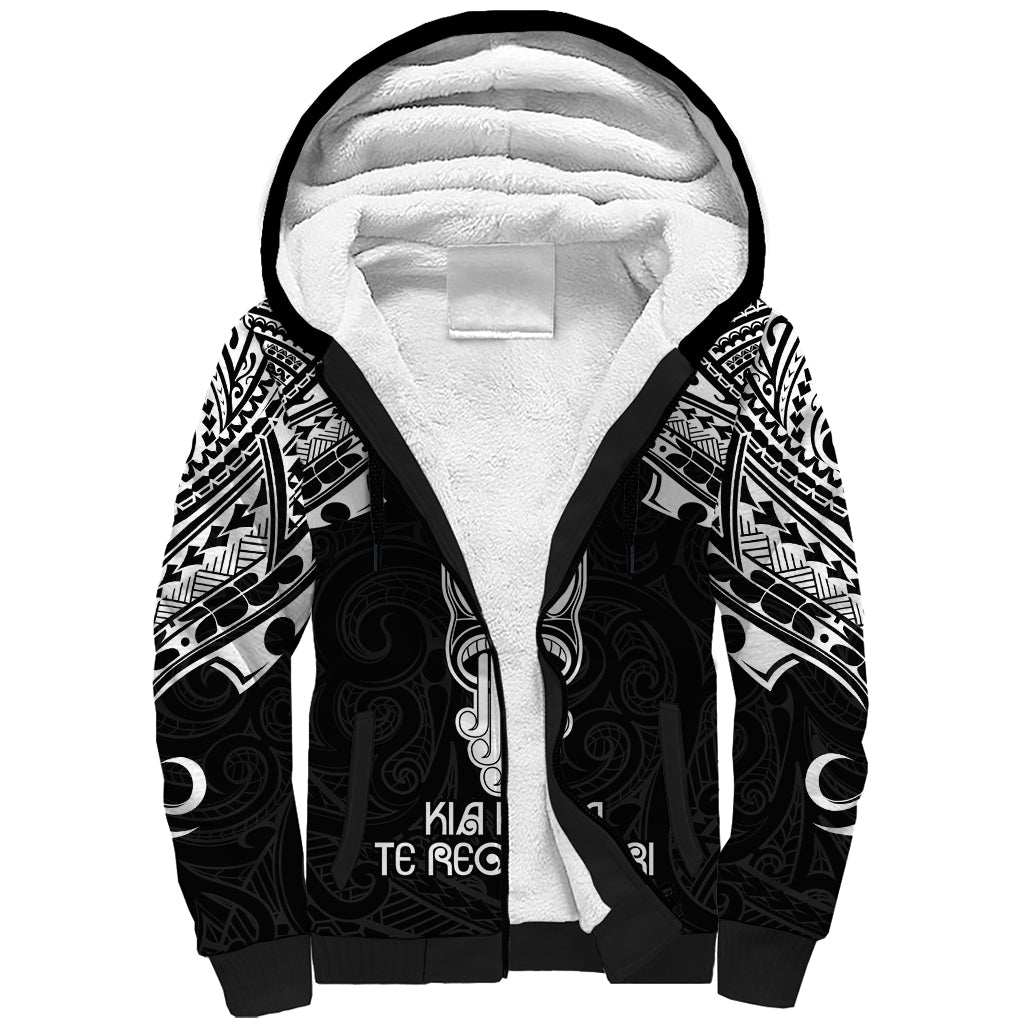 New Zealand Te Reo Maori Sherpa Hoodie Kia Kaha Maori Language Week Black Style LT9 Unisex Black - Polynesian Pride