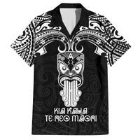Personalised New Zealand Te Reo Maori Family Matching Off Shoulder Short Dress and Hawaiian Shirt Kia Kaha Maori Language Week Black Style LT9 Dad's Shirt - Short Sleeve Black - Polynesian Pride