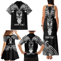 Personalised New Zealand Te Reo Maori Family Matching Tank Maxi Dress and Hawaiian Shirt Kia Kaha Maori Language Week Black Style LT9 - Polynesian Pride