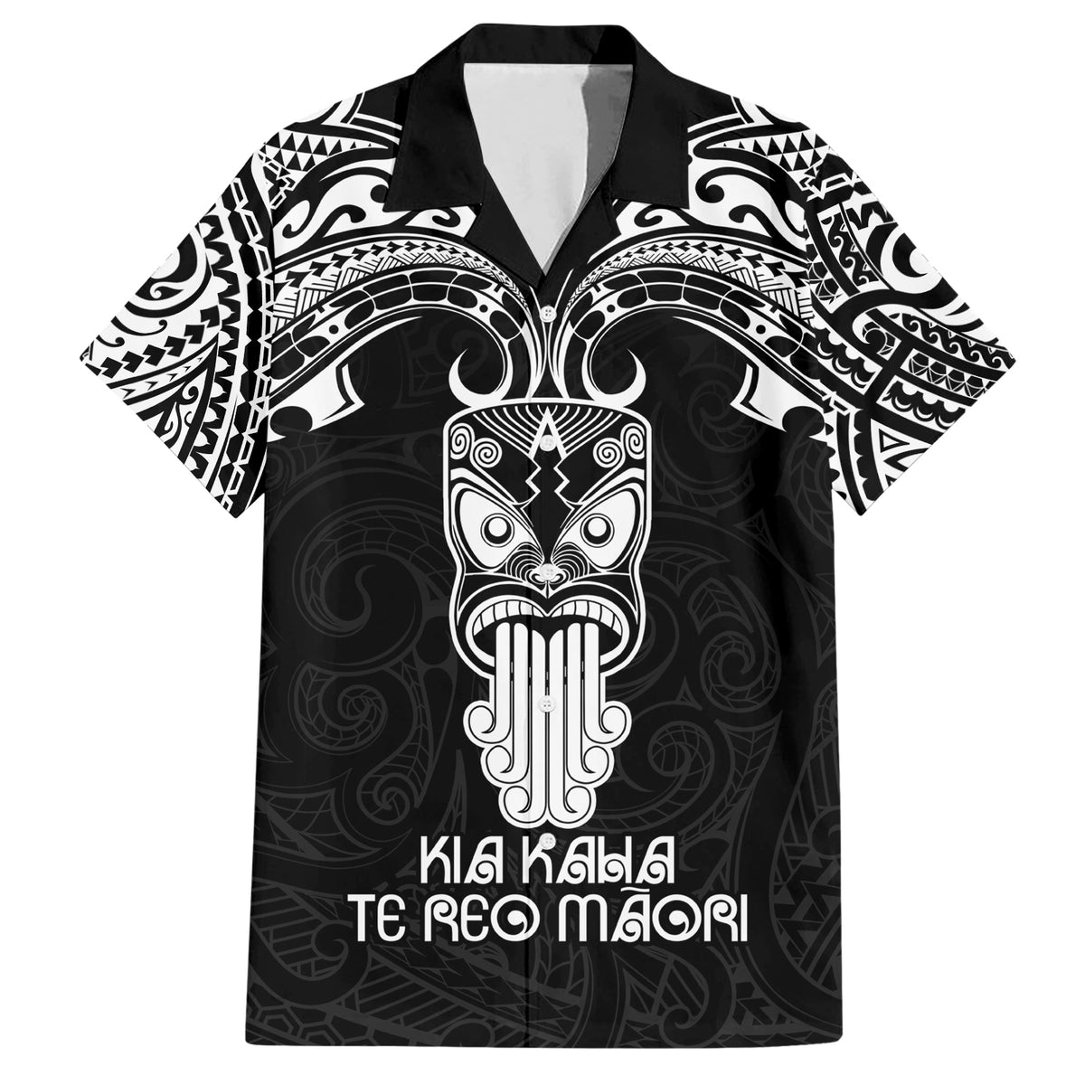 Personalised New Zealand Te Reo Maori Hawaiian Shirt Kia Kaha Maori Language Week Black Style LT9 Black - Polynesian Pride