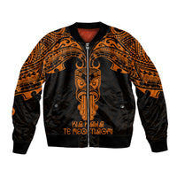 Personalised New Zealand Te Reo Maori Bomber Jacket Kia Kaha Maori Language Week Gold Style LT9 Unisex Gold - Polynesian Pride