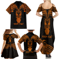 Personalised New Zealand Te Reo Maori Family Matching Summer Maxi Dress and Hawaiian Shirt Kia Kaha Maori Language Week Gold Style LT9 - Polynesian Pride