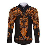 Personalised New Zealand Te Reo Maori Long Sleeve Button Shirt Kia Kaha Maori Language Week Gold Style LT9 Unisex Gold - Polynesian Pride