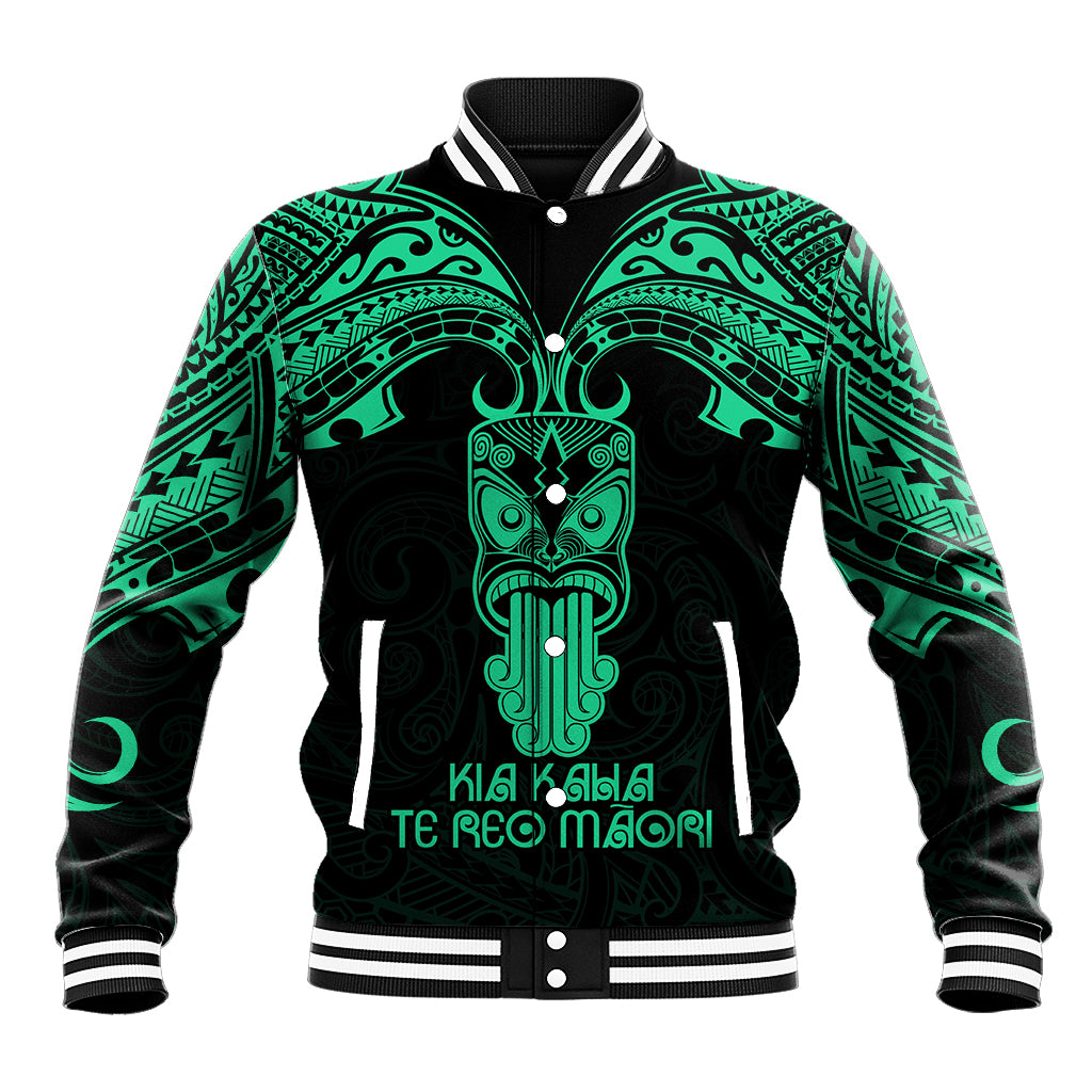 Personalised New Zealand Te Reo Maori Baseball Jacket Kia Kaha Maori Language Week Green Style LT9 Unisex Green - Polynesian Pride
