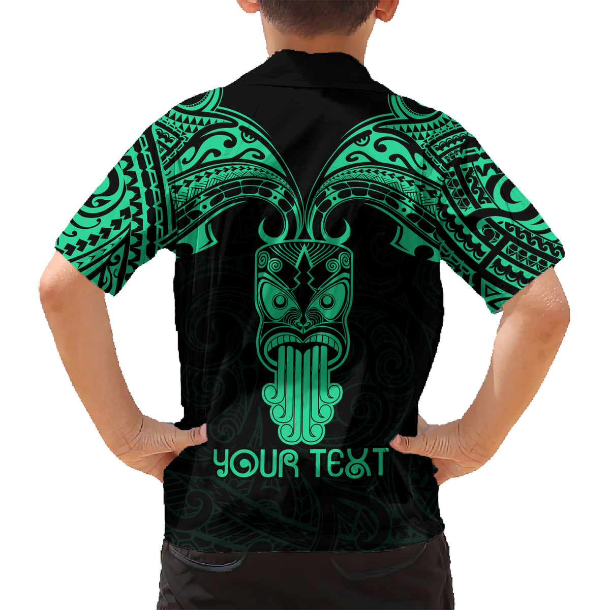 Personalised New Zealand Te Reo Maori Family Matching Short Sleeve Bodycon Dress and Hawaiian Shirt Kia Kaha Maori Language Week Green Style LT9 - Polynesian Pride
