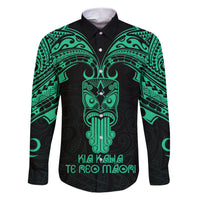 Personalised New Zealand Te Reo Maori Family Matching Short Sleeve Bodycon Dress and Hawaiian Shirt Kia Kaha Maori Language Week Green Style LT9 Dad's Shirt - Long Sleeve Green - Polynesian Pride