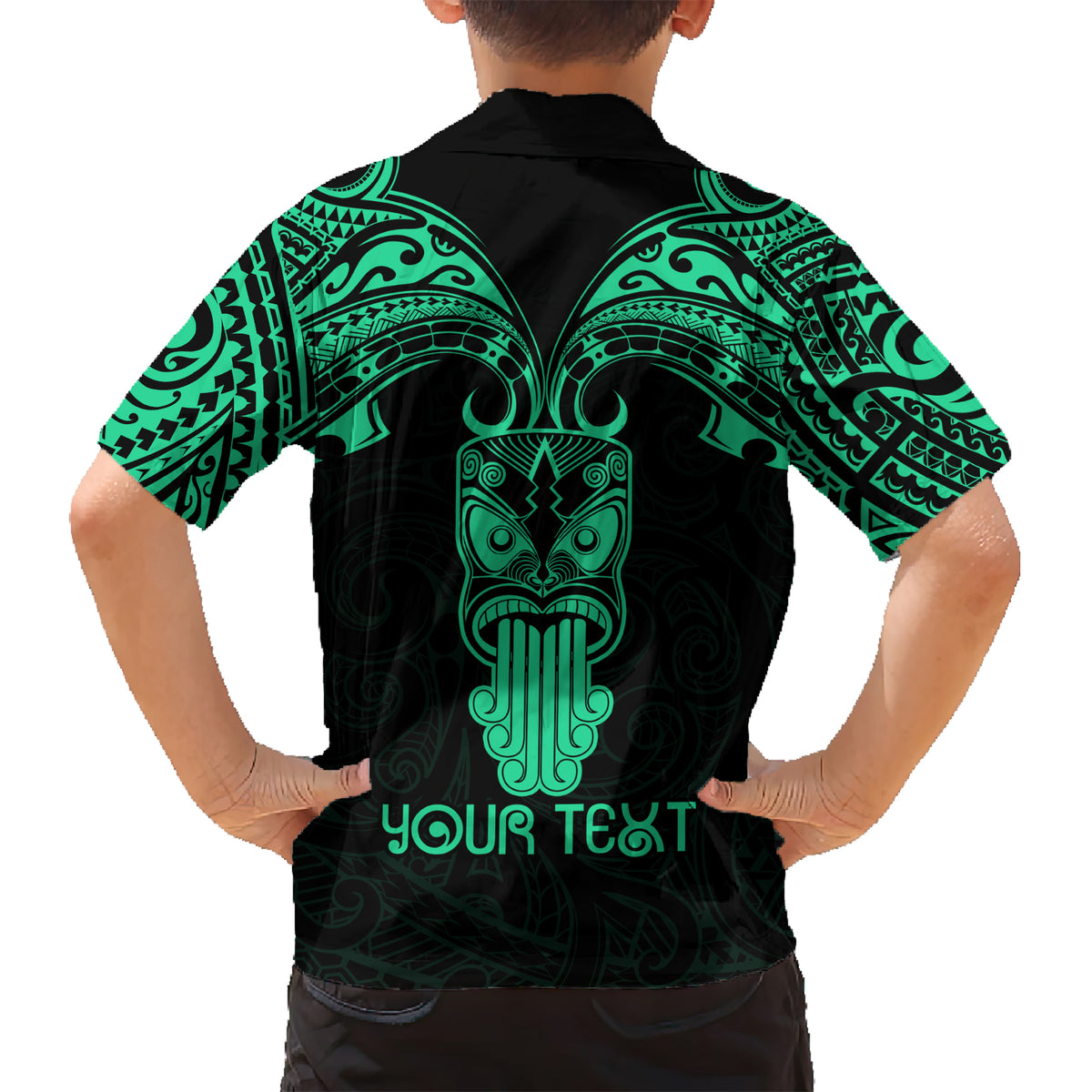 Personalised New Zealand Te Reo Maori Kid Hawaiian Shirt Kia Kaha Maori Language Week Green Style LT9 - Polynesian Pride