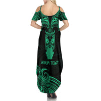 Personalised New Zealand Te Reo Maori Summer Maxi Dress Kia Kaha Maori Language Week Green Style LT9 - Polynesian Pride