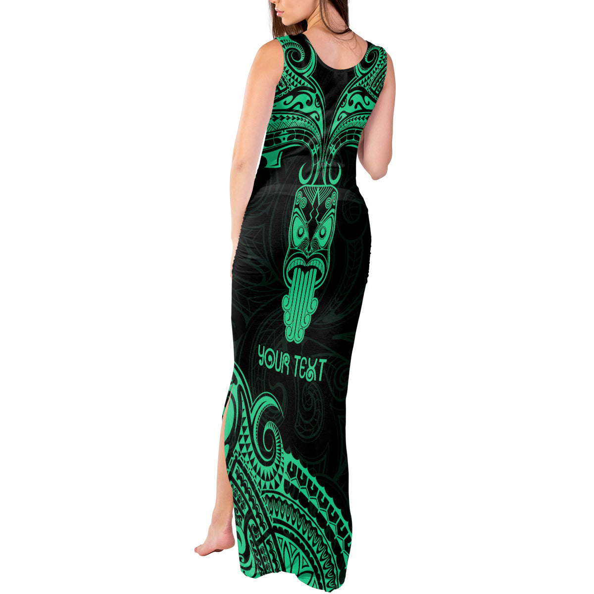 Personalised New Zealand Te Reo Maori Tank Maxi Dress Kia Kaha Maori Language Week Green Style LT9 - Polynesian Pride
