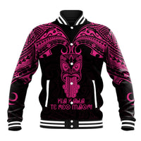 Personalised New Zealand Te Reo Maori Baseball Jacket Kia Kaha Maori Language Week Pink Style LT9 Unisex Pink - Polynesian Pride