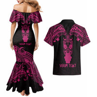 Personalised New Zealand Te Reo Maori Couples Matching Mermaid Dress and Hawaiian Shirt Kia Kaha Maori Language Week Pink Style LT9 - Polynesian Pride
