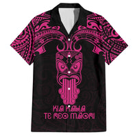 Personalised New Zealand Te Reo Maori Family Matching Puletasi Dress and Hawaiian Shirt Kia Kaha Maori Language Week Pink Style LT9 Dad's Shirt - Short Sleeve Pink - Polynesian Pride