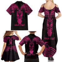 Personalised New Zealand Te Reo Maori Family Matching Summer Maxi Dress and Hawaiian Shirt Kia Kaha Maori Language Week Pink Style LT9 - Polynesian Pride