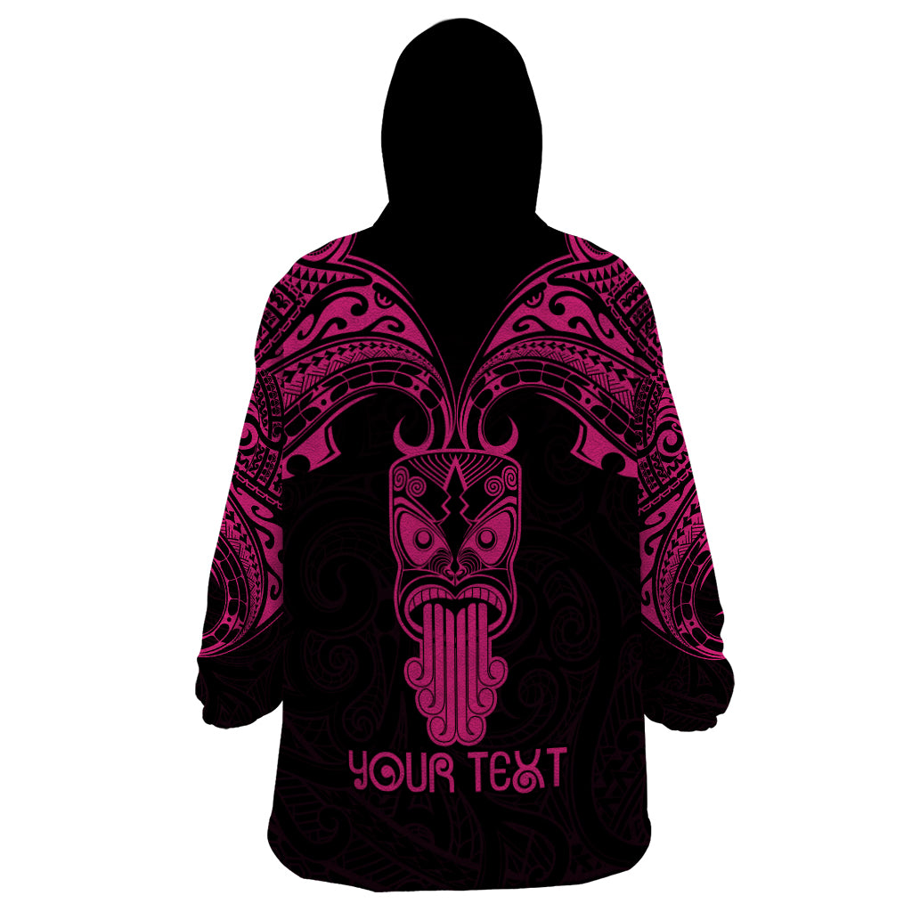 Personalised New Zealand Te Reo Maori Wearable Blanket Hoodie Kia Kaha Maori Language Week Pink Style LT9 - Polynesian Pride