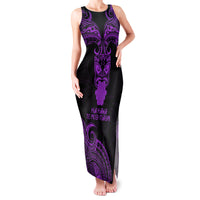 Personalised New Zealand Te Reo Maori Family Matching Tank Maxi Dress and Hawaiian Shirt Kia Kaha Maori Language Week Purple Style LT9 Mom's Dress Purple - Polynesian Pride