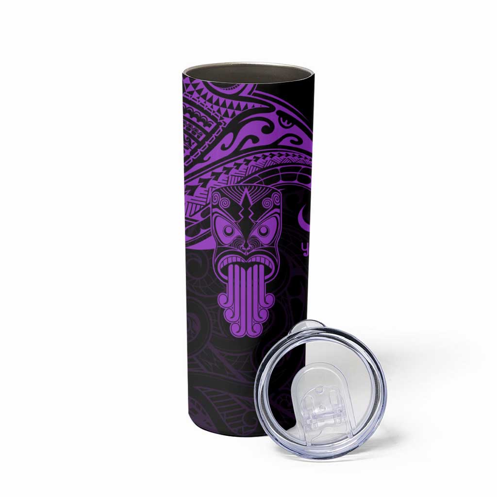 Personalised New Zealand Te Reo Maori Skinny Tumbler Kia Kaha Maori Language Week Purple Style