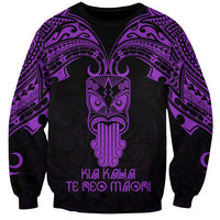 Personalised New Zealand Te Reo Maori Sweatshirt Kia Kaha Maori Language Week Purple Style LT9 Unisex Purple - Polynesian Pride