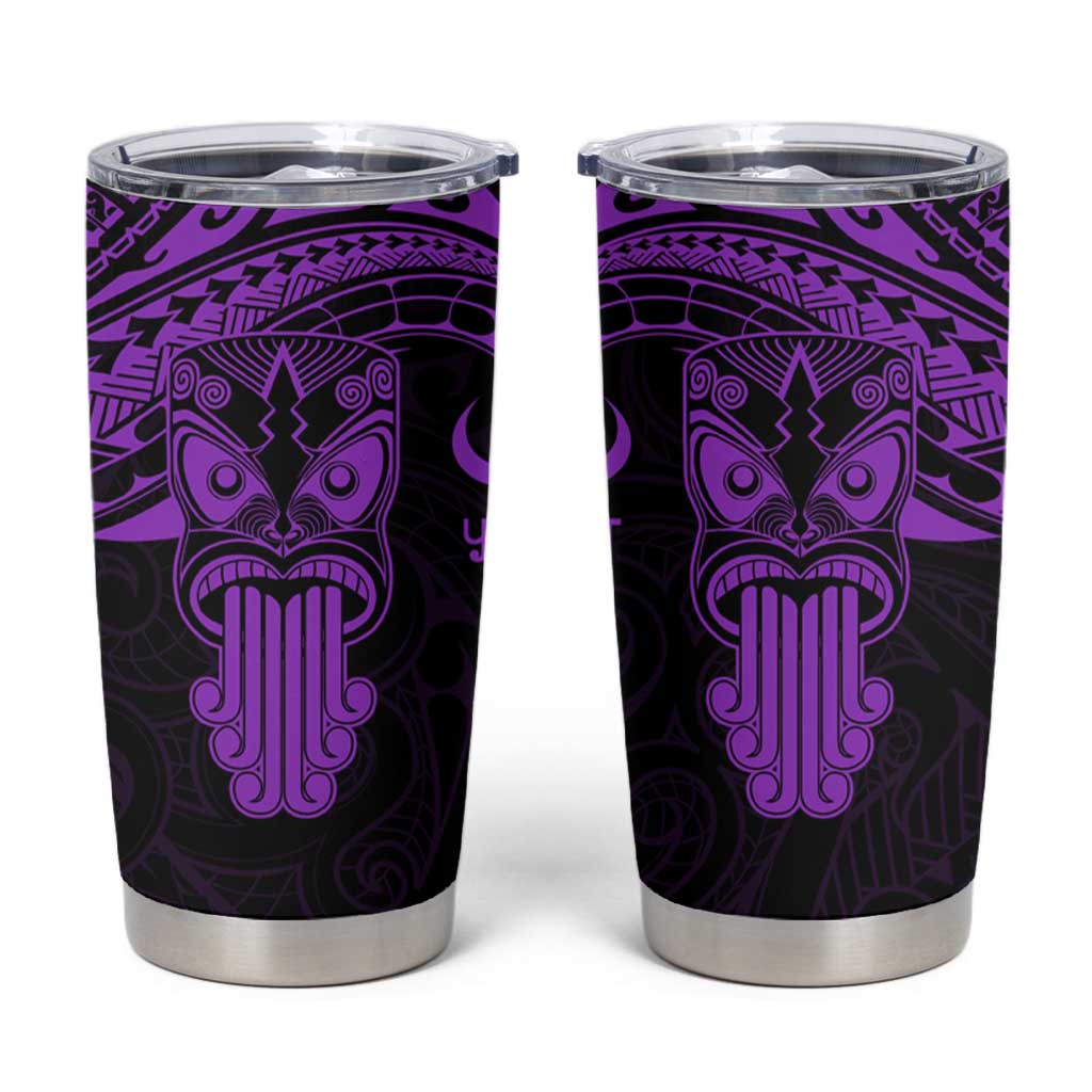 Personalised New Zealand Te Reo Maori Tumbler Cup Kia Kaha Maori Language Week Purple Style