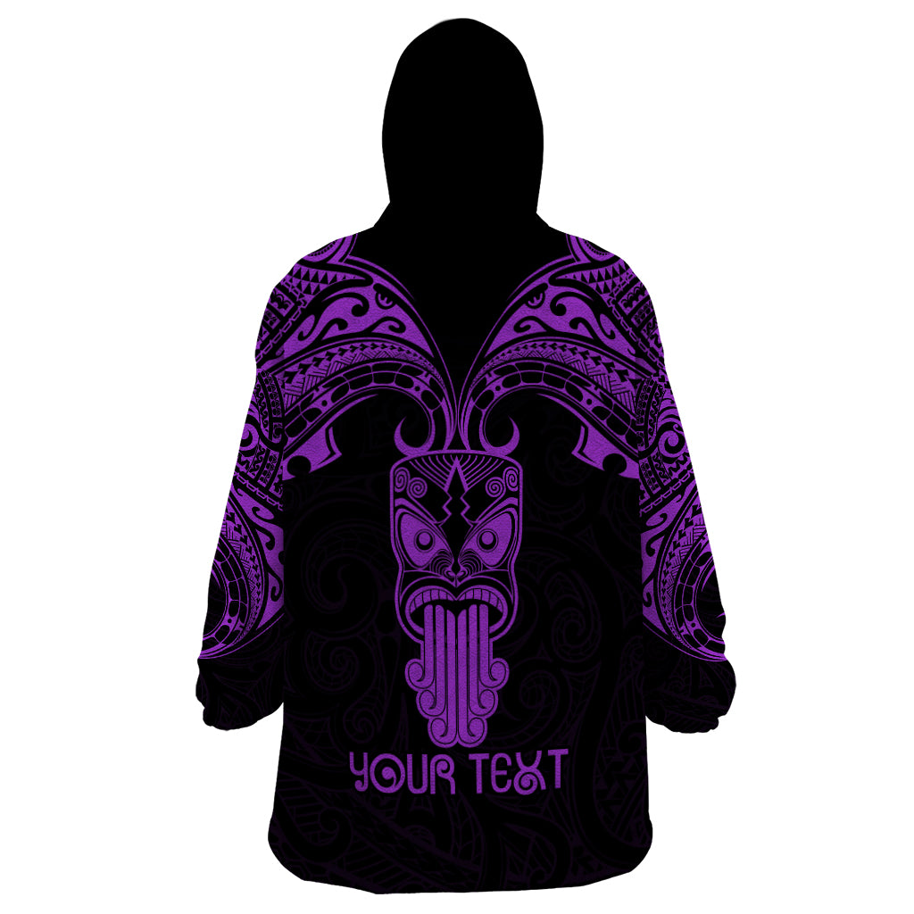 Personalised New Zealand Te Reo Maori Wearable Blanket Hoodie Kia Kaha Maori Language Week Purple Style LT9 - Polynesian Pride