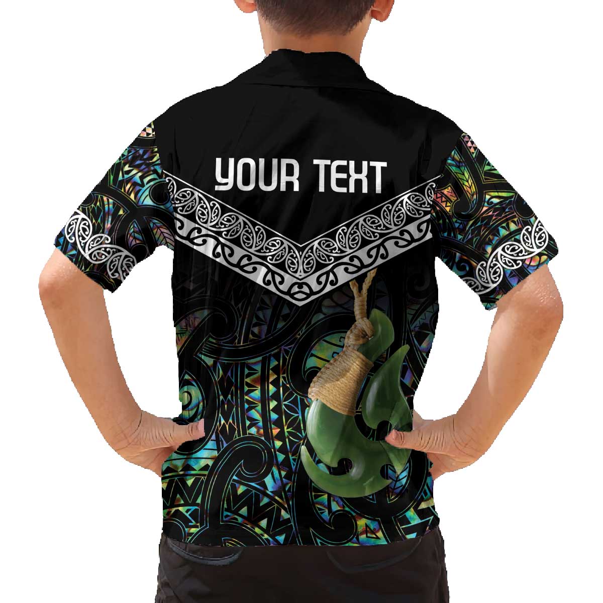Personalised Maori Manaia Family Matching Off Shoulder Short Dress and Hawaiian Shirt New Zealand Tribal Hei Matau Papua Shell