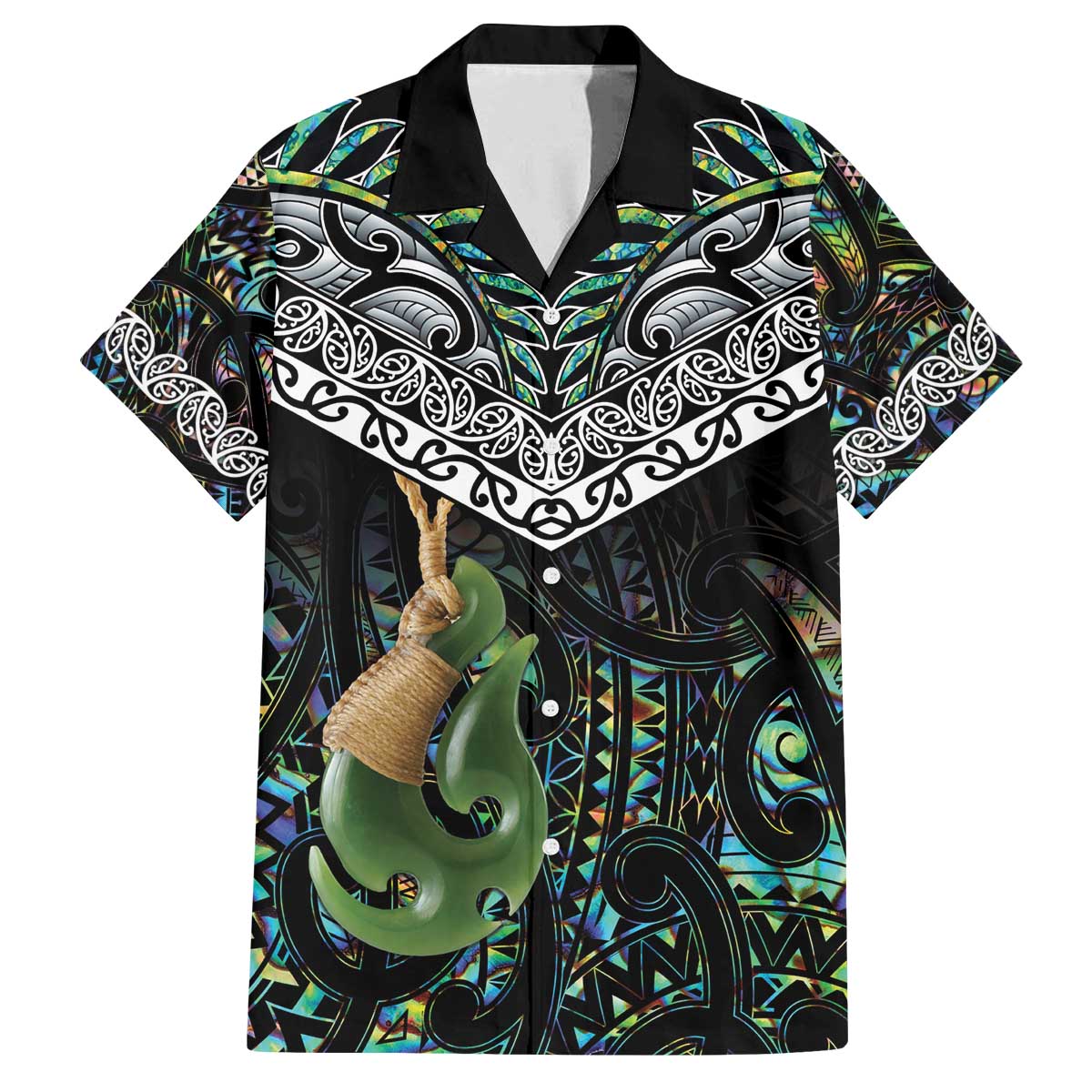 Personalised Maori Manaia Family Matching Off Shoulder Short Dress and Hawaiian Shirt New Zealand Tribal Hei Matau Papua Shell