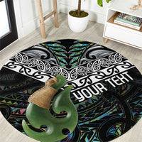 Personalised Maori Manaia Round Carpet New Zealand Tribal Hei Matau Papua Shell LT9 Green - Polynesian Pride