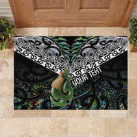 Personalised Maori Manaia Rubber Doormat New Zealand Tribal Hei Matau Papua Shell LT9 Green - Polynesian Pride