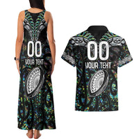 Custom New Zealand Couples Matching Tank Maxi Dress and Hawaiian Shirt Maori Rugby Tattoo Papua Shell