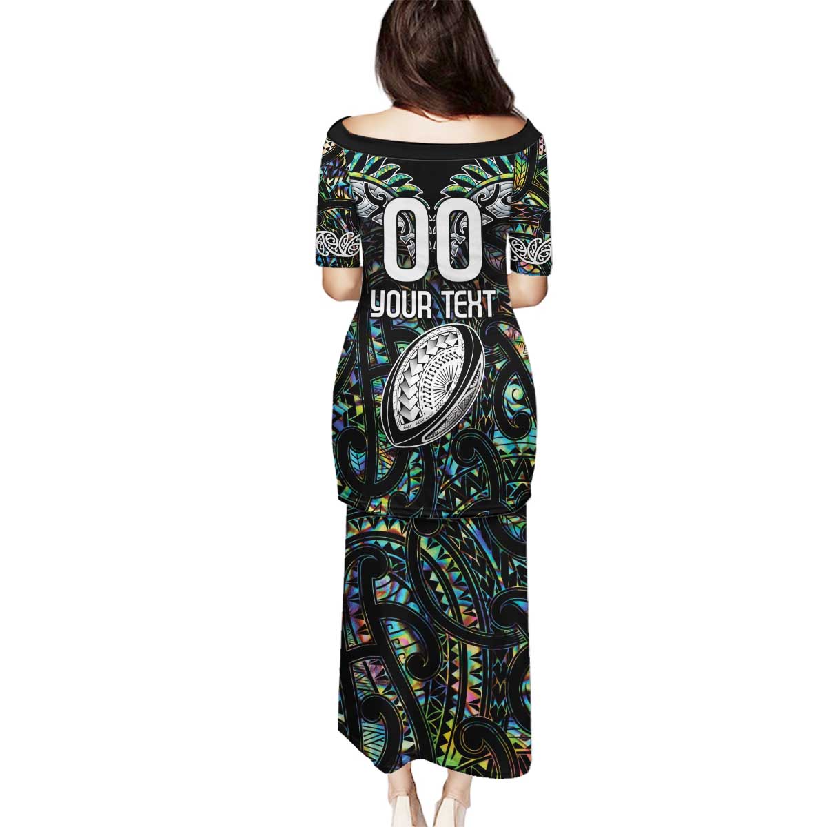 Custom New Zealand Family Matching Puletasi and Hawaiian Shirt Maori Rugby Tattoo Papua Shell