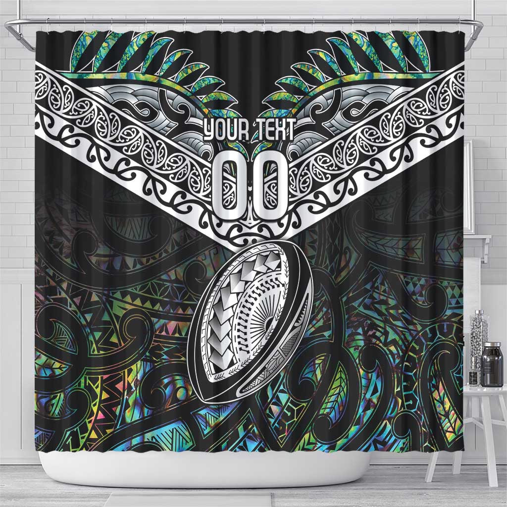 Custom New Zealand Shower Curtain Maori Rugby Tattoo Papua Shell