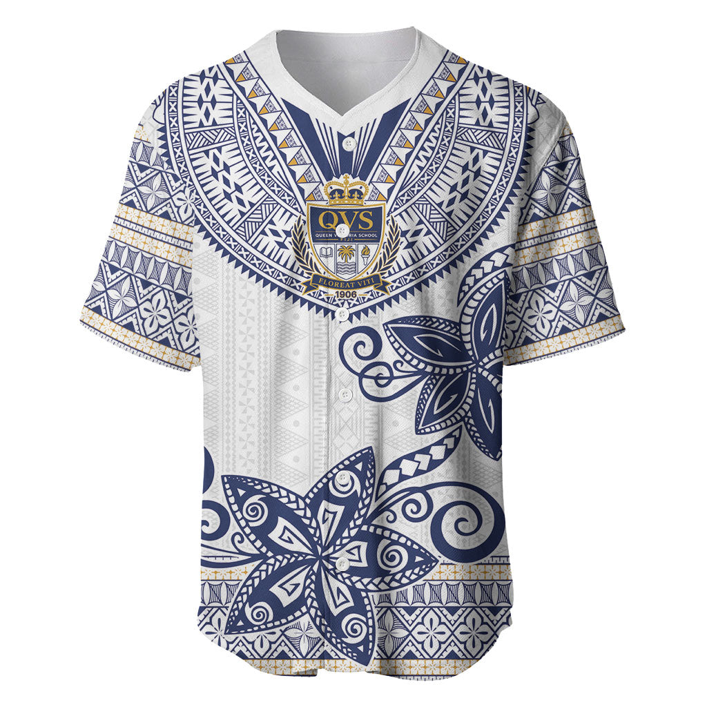Fiji Queen Victoria School Personalised Baseball Jersey QVS 120 Years Queen Victoria Alumni Legacy LT9 White - Polynesian Pride