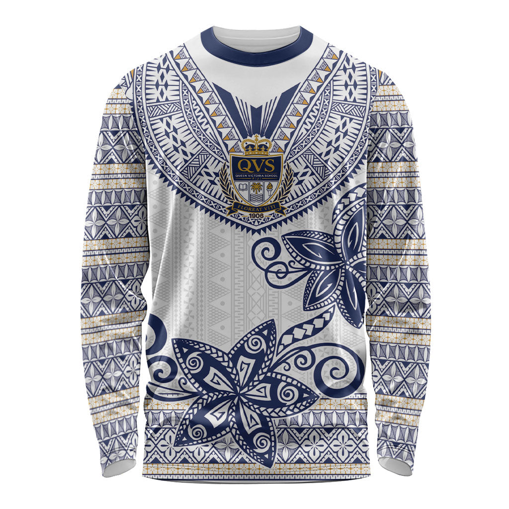 Fiji Queen Victoria School Personalised Long Sleeve Shirt QVS 120 Years Queen Victoria Alumni Legacy LT9 Unisex White - Polynesian Pride