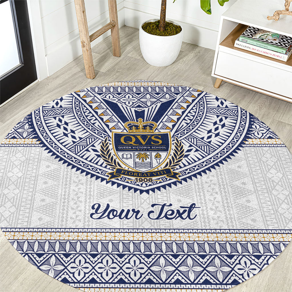 Fiji Queen Victoria School Personalised Round Carpet QVS 120 Years Queen Victoria Alumni Legacy LT9 White - Polynesian Pride