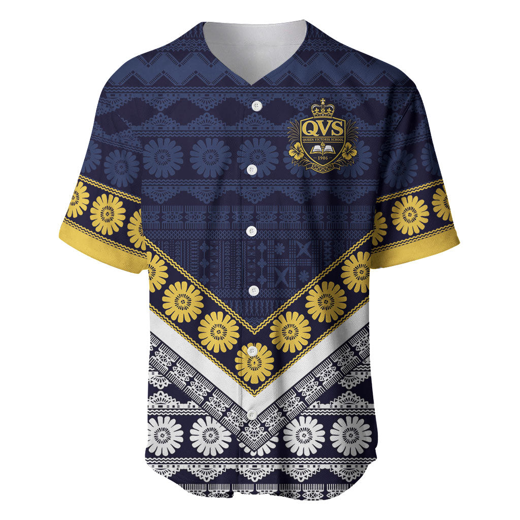 Fiji Queen Victoria School Baseball Jersey QVS 1906 Generational School Legacy LT9 Blue - Polynesian Pride