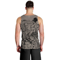 Beauty and The Warrior Polynesian Valentine Men Tank Top Hibiscus FLowers Brown Style LT9 - Polynesian Pride