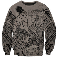 Beauty and The Warrior Polynesian Valentine Sweatshirt Hibiscus FLowers Brown Style LT9 Unisex Brown - Polynesian Pride