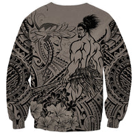 Beauty and The Warrior Polynesian Valentine Sweatshirt Hibiscus FLowers Brown Style LT9 - Polynesian Pride