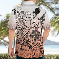 Beauty and The Warrior Polynesian Valentine Hawaiian Shirt Hibiscus FLowers Orange Style LT9 - Polynesian Pride