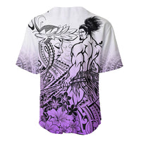 Beauty and The Warrior Polynesian Valentine Baseball Jersey Hibiscus FLowers Purple Style LT9 - Polynesian Pride
