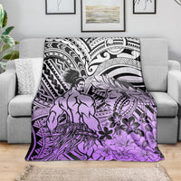 Beauty and The Warrior Polynesian Valentine Blanket Hibiscus FLowers Purple Style LT9 - Polynesian Pride