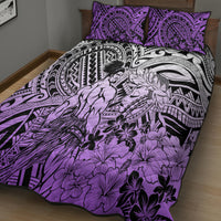 Beauty and The Warrior Polynesian Valentine Quilt Bed Set Hibiscus FLowers Purple Style LT9 - Polynesian Pride