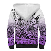Beauty and The Warrior Polynesian Valentine Sherpa Hoodie Hibiscus FLowers Purple Style LT9 - Polynesian Pride