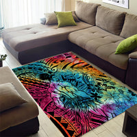 Beauty and The Warrior Polynesian Valentine Area Rug Hibiscus FLowers Rainbow Style LT9 - Polynesian Pride