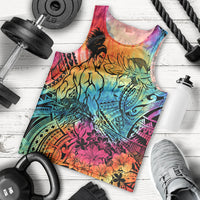 Beauty and The Warrior Polynesian Valentine Men Tank Top Hibiscus FLowers Rainbow Style LT9 - Polynesian Pride