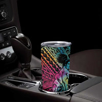 Beauty and The Warrior Polynesian Valentine Tumbler Cup Hibiscus FLowers Rainbow Style
