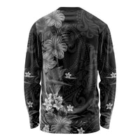 Hawaii Tropical Flowers Tribal Pattern Long Sleeve Shirt Black Style LT9 - Polynesian Pride