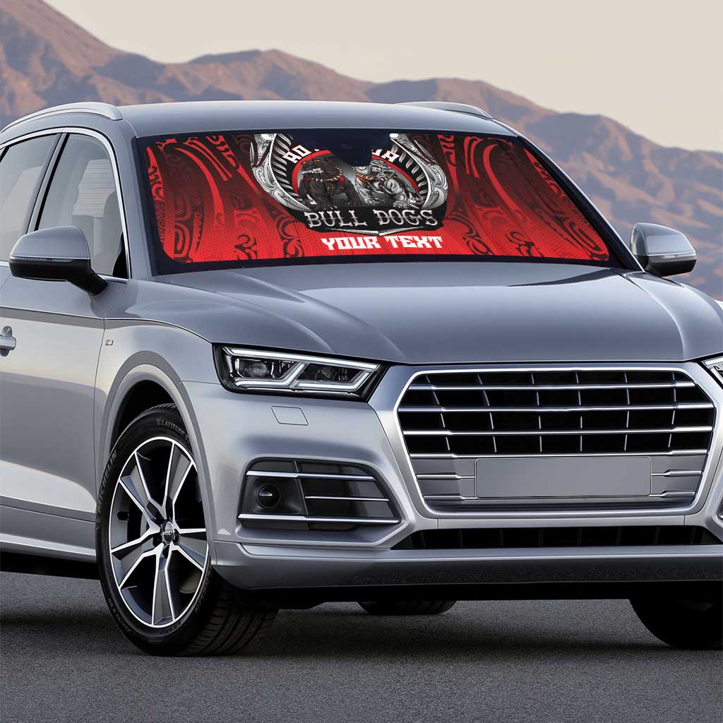 Aotearoa Bulldog Personalised Auto Sun Shade Maori Kowhaiwhai Motif - Polynesian Pride