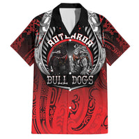 Aotearoa Bulldog Personalised Family Matching Off The Shoulder Long Sleeve Dress and Hawaiian Shirt Maori Kowhaiwhai Motif